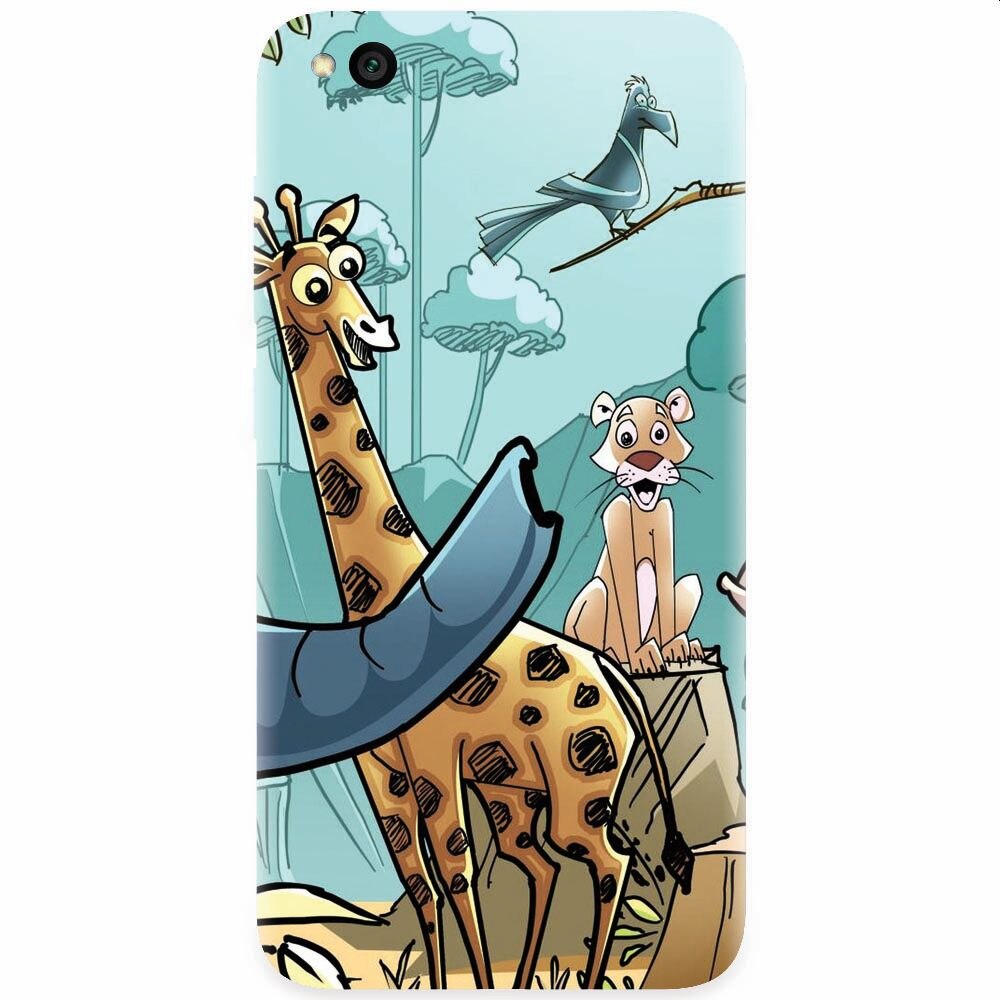Husa silicon pentru Xiaomi Redmi Go, Children Drawings Elephants Giraffes Lions