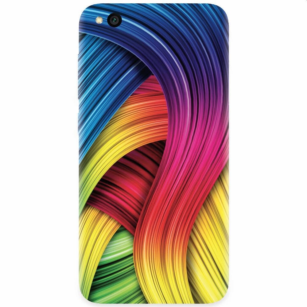 Husa silicon pentru Xiaomi Redmi Go, Curly Colorful Rainbow Lines Illustration