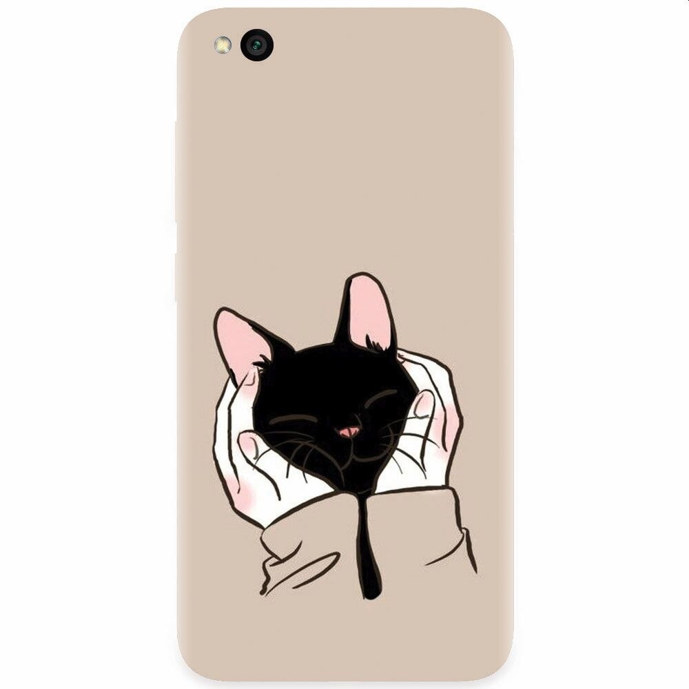 Husa silicon pentru Xiaomi Redmi Go, Th Black Cat In Hands
