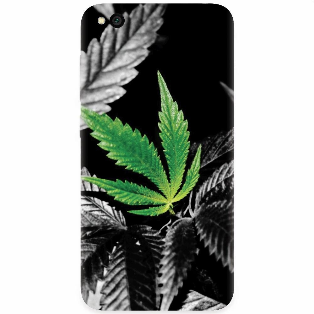Husa silicon pentru Xiaomi Redmi Go, Trippy Pot Leaf Green