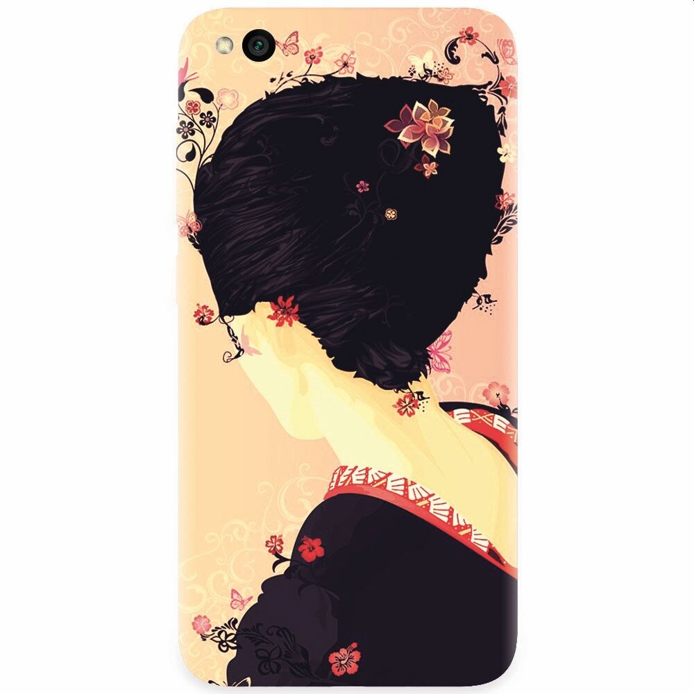 Husa silicon pentru Xiaomi Redmi Go, Japanese Geisha Illustration Cherry Blossom