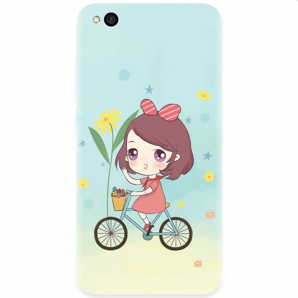 Husa silicon pentru Xiaomi Redmi Go, Girl And Bike