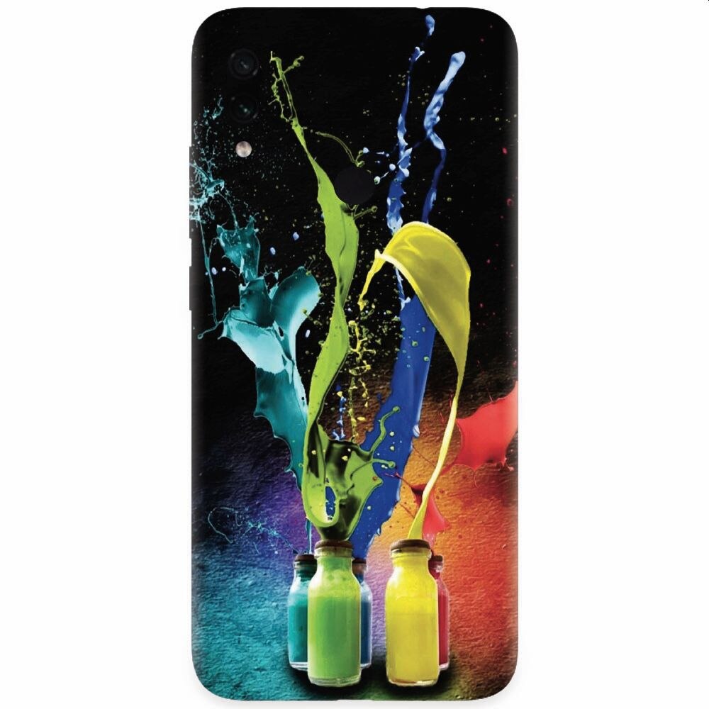 Husa silicon pentru Xiaomi Redmi Note 7, Abstract Color Bottles Splash