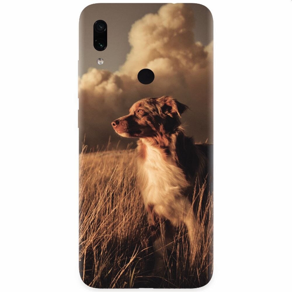 Husa silicon pentru Xiaomi Redmi Note 7, Alone Dog Animal In Grass