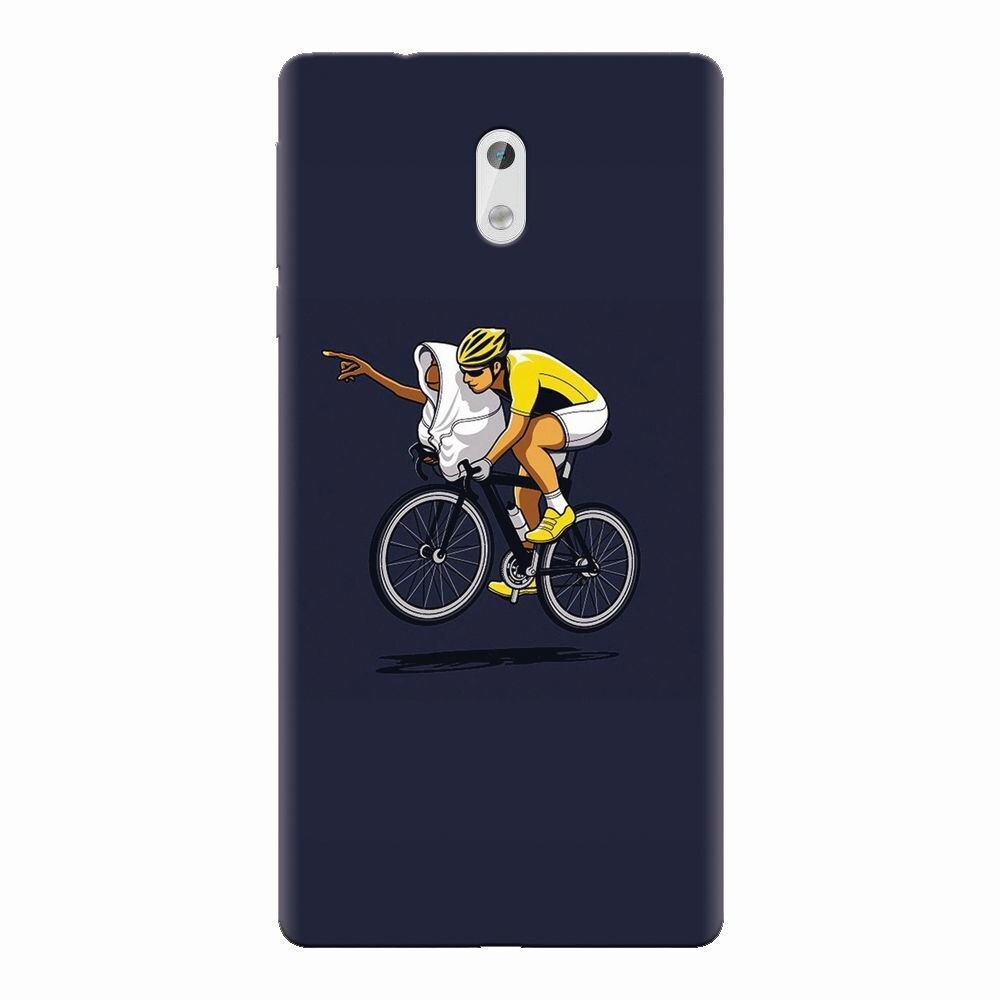 Husa silicon pentru Nokia 3, ET Riding Bike Funny Illustration