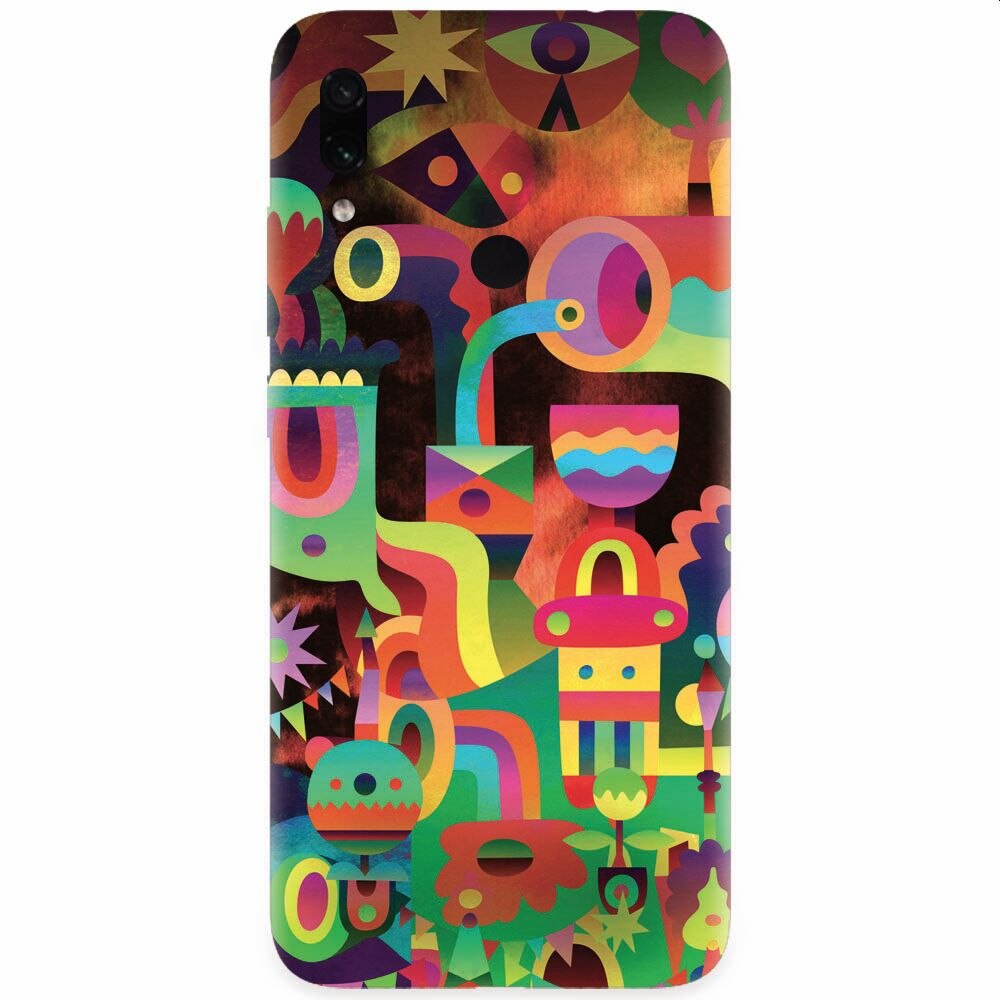 Husa silicon pentru Xiaomi Redmi Note 7, Abstract Colorful Shapes