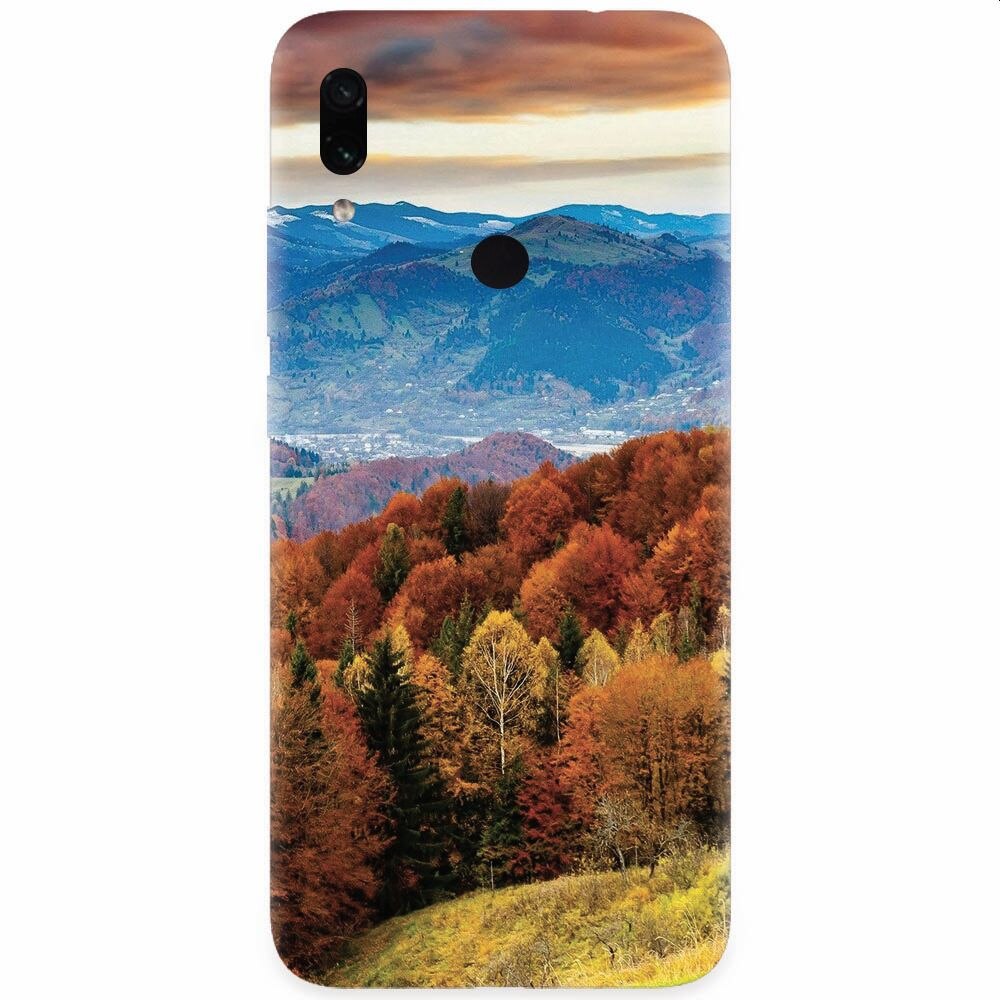 Husa silicon pentru Xiaomi Redmi Note 7, Autumn Mountain Fall Rusty Forest Colours