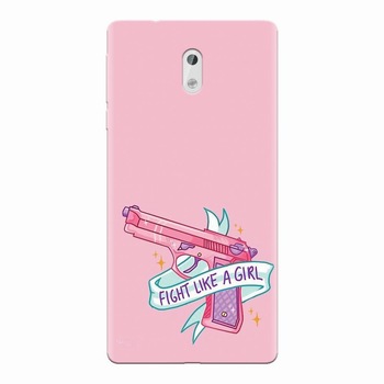 Husa silicon pentru Nokia 3, Fight Like A Girl Husa silicon pentru Nokia 3, Fight Like A Girl