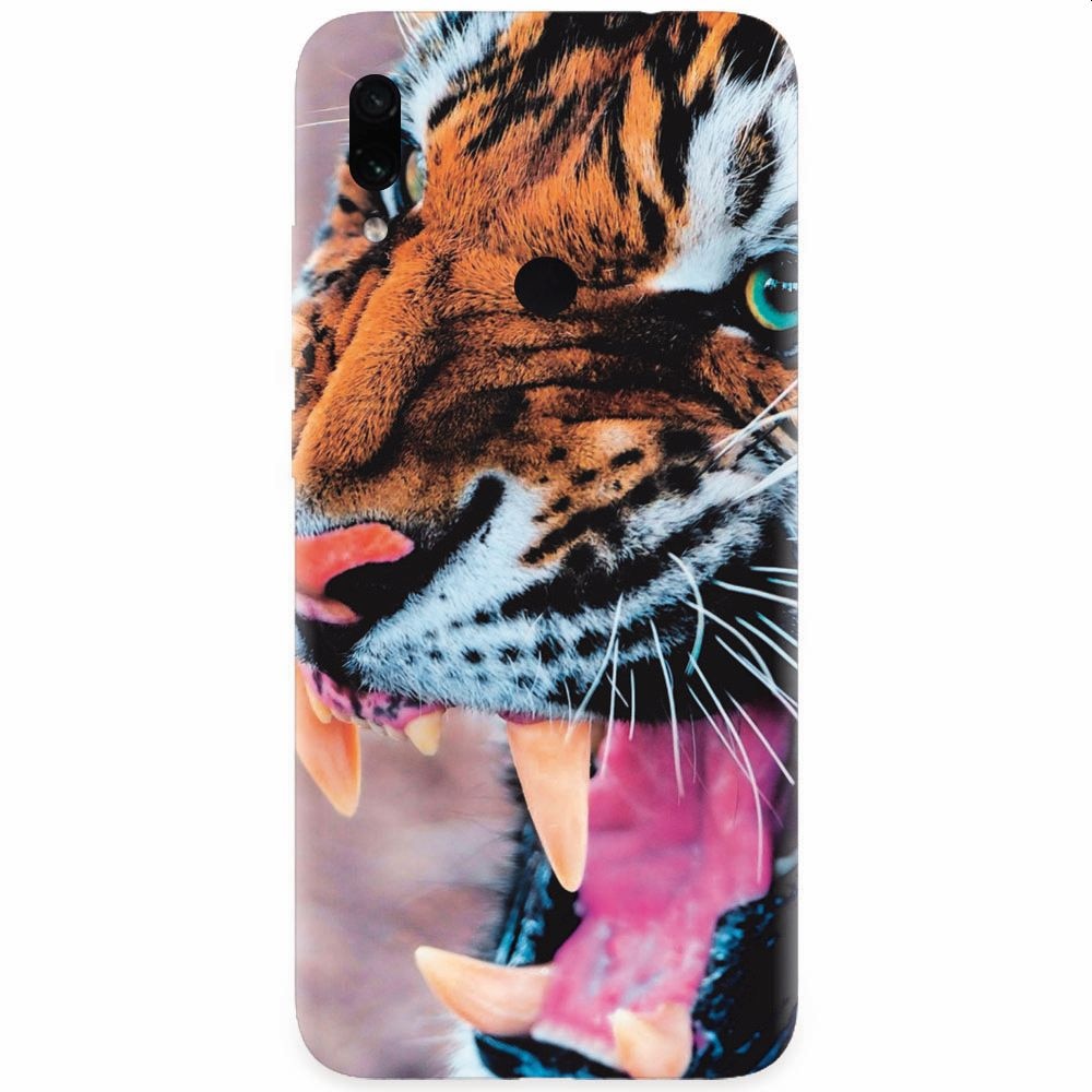 Husa silicon pentru Xiaomi Redmi Note 7, Angry Tiger Teeth Fresh
