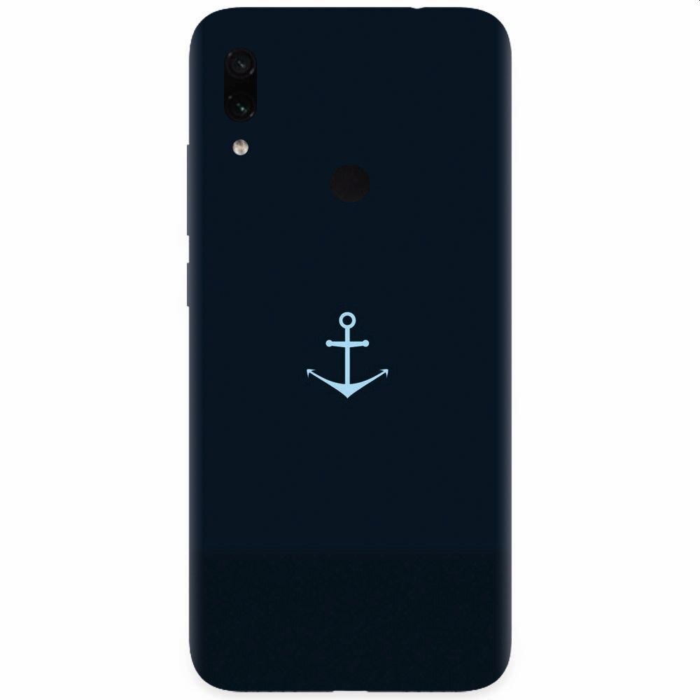 Husa silicon pentru Xiaomi Redmi Note 7, Blue Navy Anchor Illustration Flat