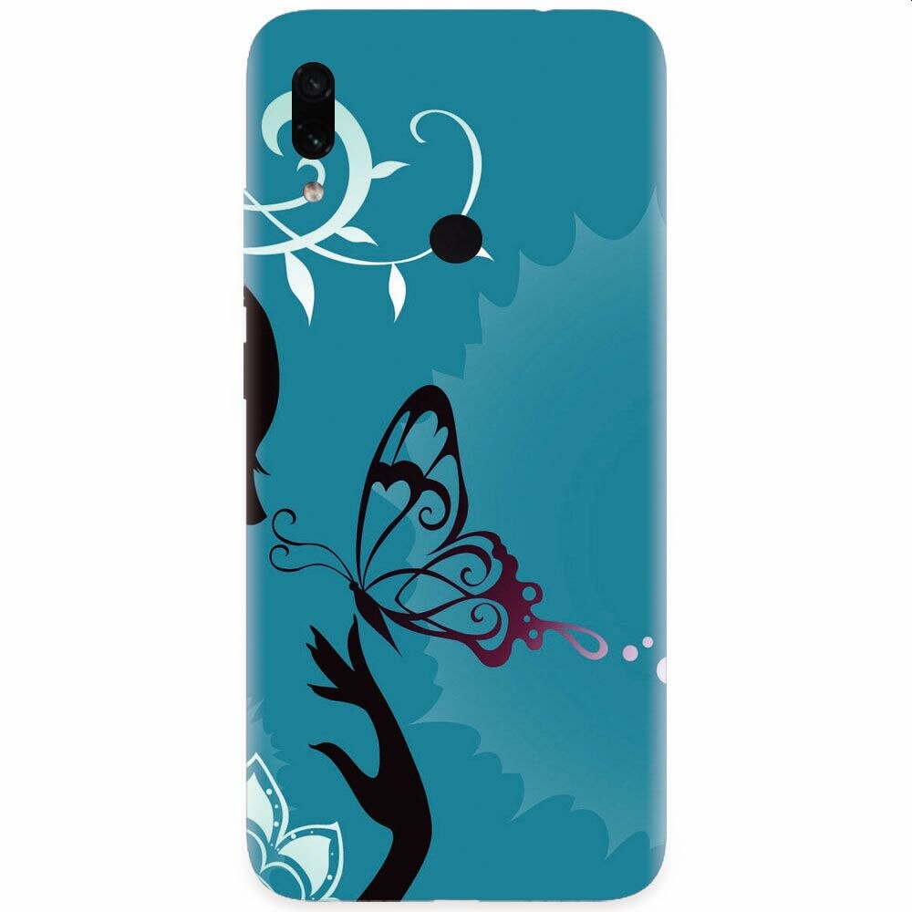 Husa silicon pentru Xiaomi Redmi Note 7, Blue Butterfly