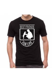 Fruit of the Loom - Черна мъжка тениска FOTL Best Friends For Life - Куче-2, Черна