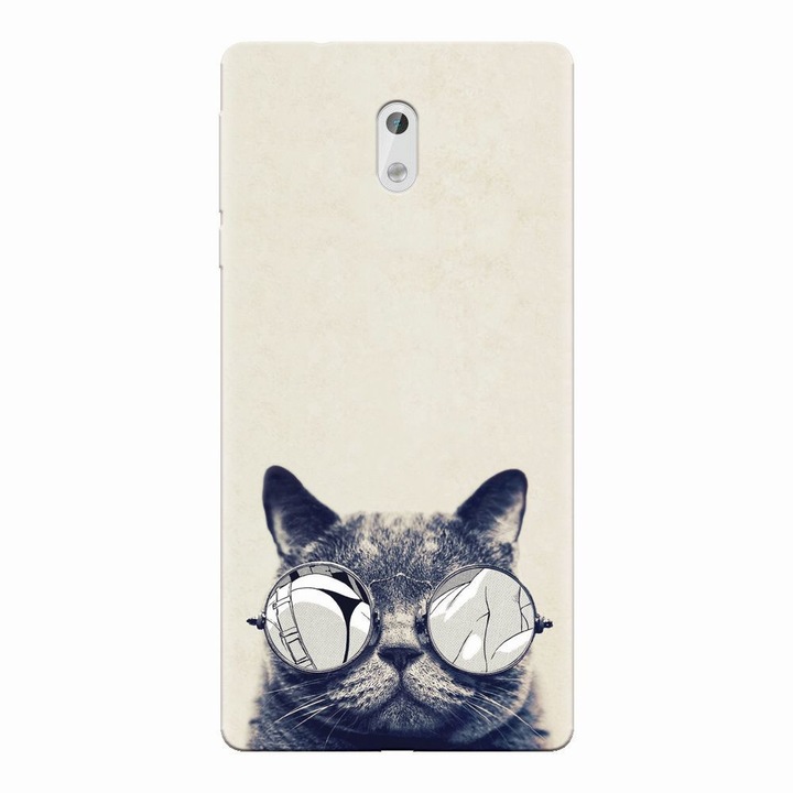 Силиконов кейс за Nokia 3, Cool Cat Glasses