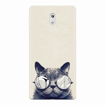 Husa silicon pentru Nokia 3, Cool Cat Glasses Husa silicon pentru Nokia 3, Cool Cat Glasses
