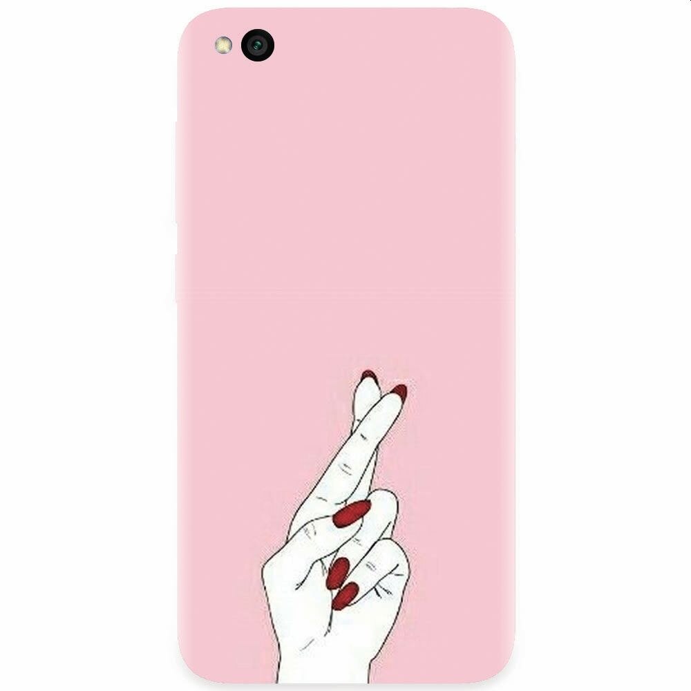 Husa silicon pentru Xiaomi Redmi Go, Pink Finger Cross