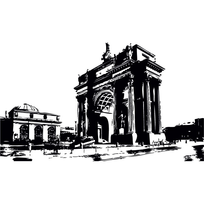 Arcul de Triumf - Sticker Decorativ - Negru - 150 x 87 cm