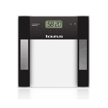 Cantar corporal Taurus Syncro Glass Complet, 150 Kg, precizie 100 g, greutate, grasime corporala,continut de apa, masa musculara si masa oasoasa, 12 memorii, design ultraslim, HR display, baterii lithium long life, masoara calorii consumate, Alb/Negru Cantar corporal Taurus Syncro Glass Complet, 150 Kg, precizie 100 g, greutate, grasime corporala,continut de apa, masa musculara si masa oasoasa, 12 memorii, design ultraslim, HR display, baterii lithium long life, masoara calorii consumate, Alb/Negru