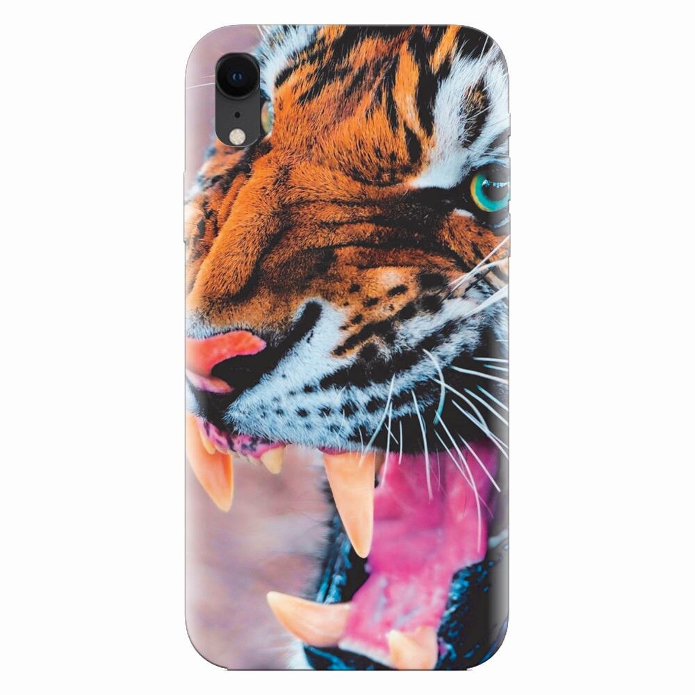 Husa silicon pentru Apple Iphone XR, Angry Tiger Teeth Fresh