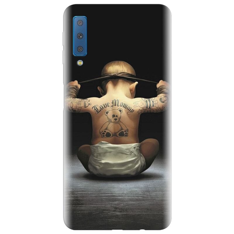 Husa silicon pentru Samsung Galaxy A7 2018, Body Builder Cute Baby Tattoo