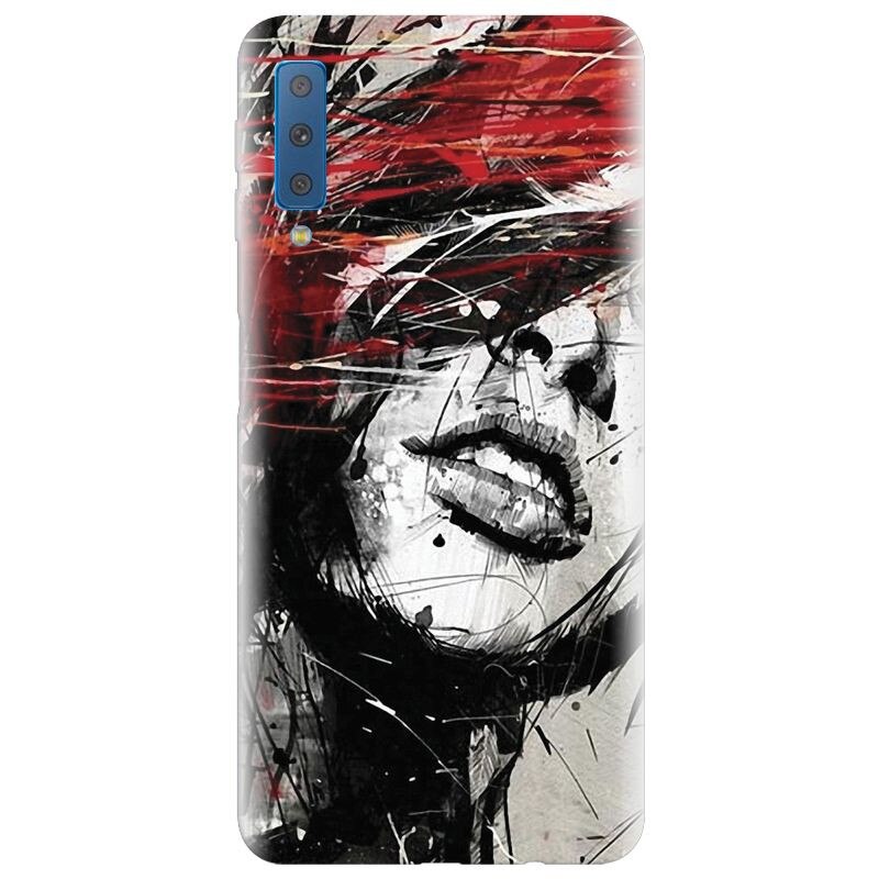 Husa silicon pentru Samsung Galaxy A7 2018, Byroglyphics Woman Drawing