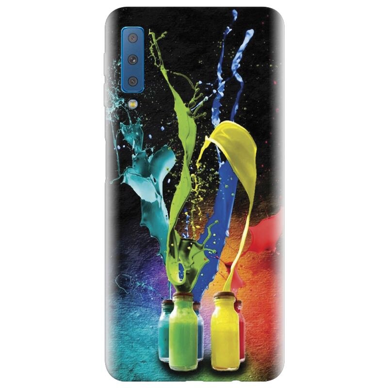 Husa silicon pentru Samsung Galaxy A7 2018, Abstract Color Bottles Splash