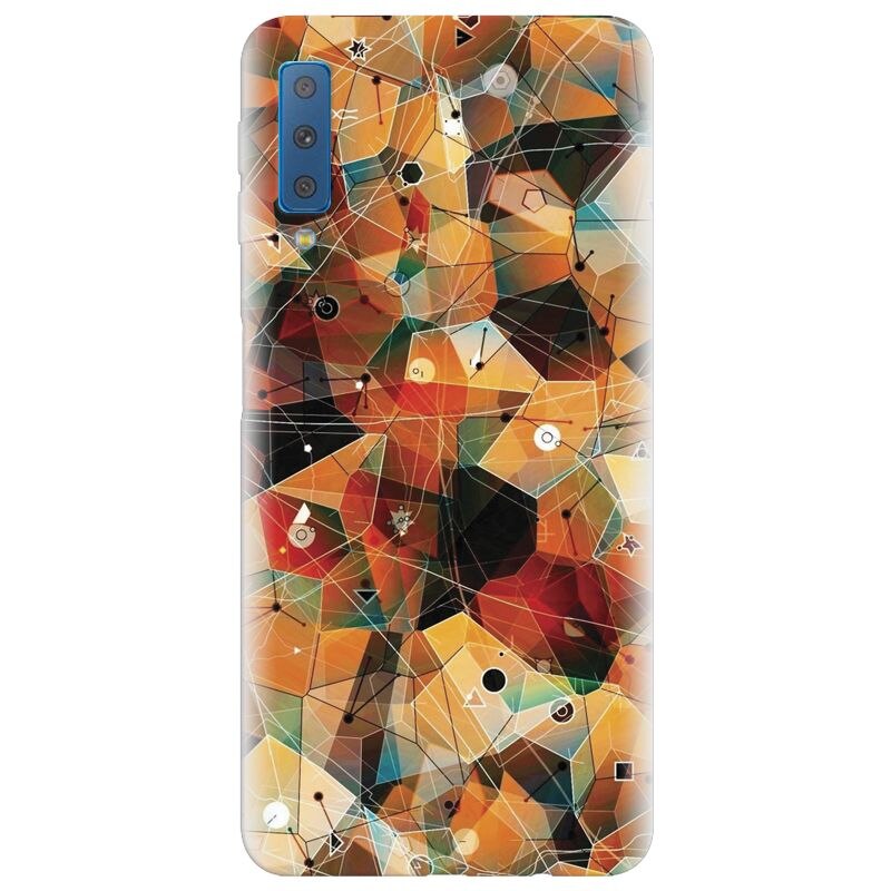 Husa silicon pentru Samsung Galaxy A7 2018, Abstract Triangles Connected Lines