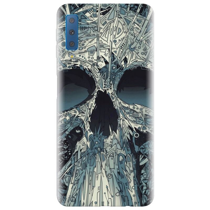 Husa silicon pentru Samsung Galaxy A7 2018, Abstract Skull Artwork Illustration