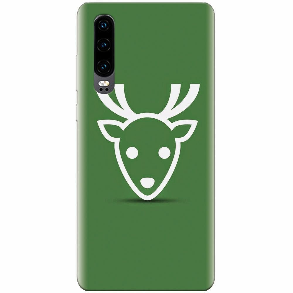 Husa silicon pentru Huawei P30, Minimal Reindeer Illustration Green