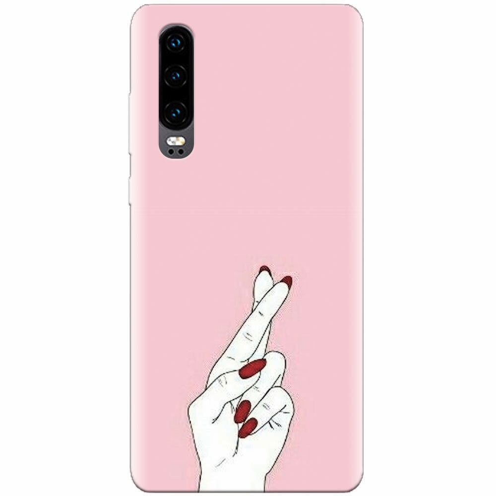 Husa silicon pentru Huawei P30, Pink Finger Cross