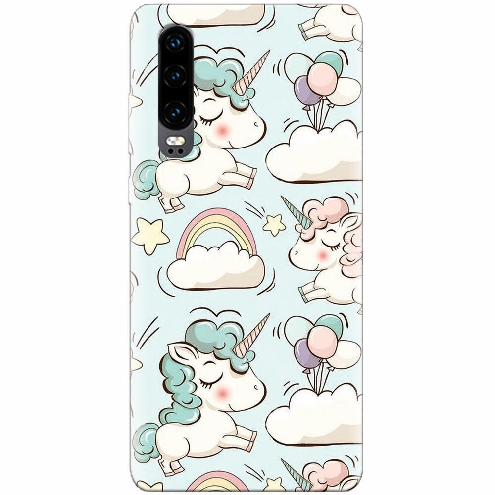 Husa silicon pentru Huawei P30, Unicorns And Clouds
