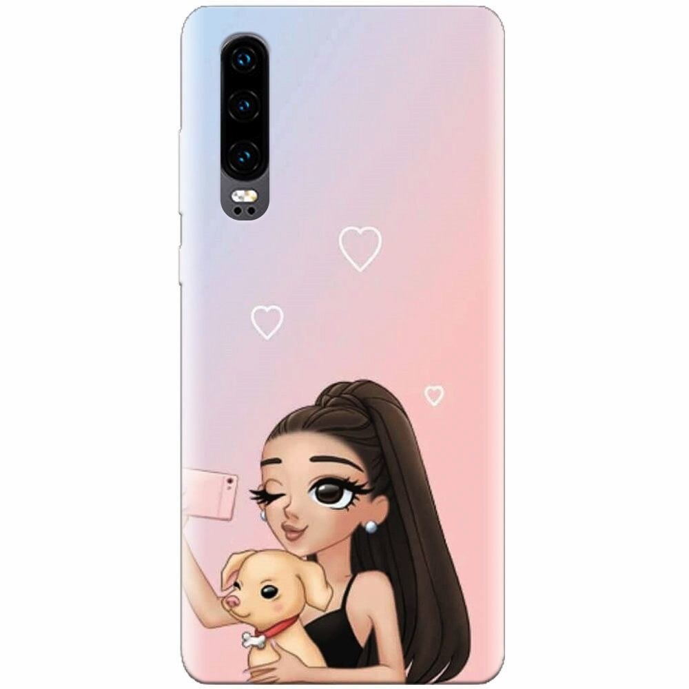 Husa silicon pentru Huawei P30, Selfie With Sweet Dog