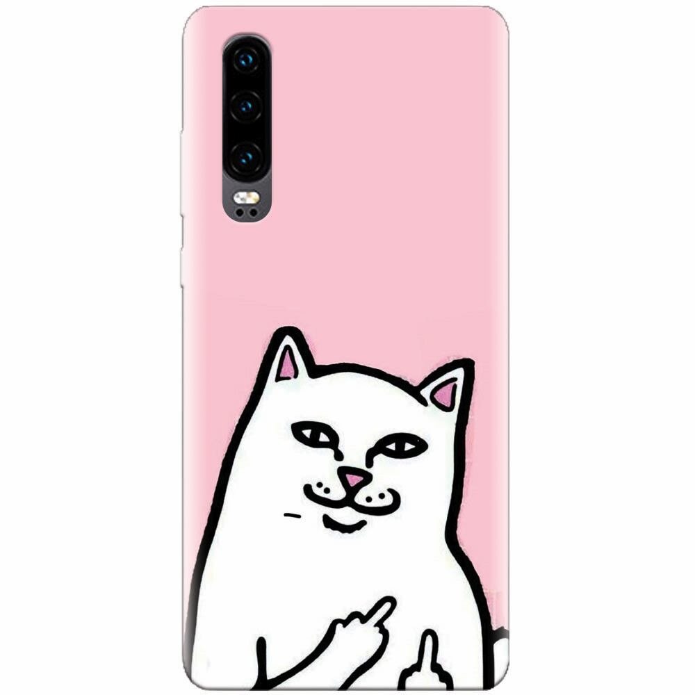 Husa silicon pentru Huawei P30, White Cat