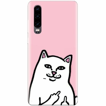 Husa silicon pentru Huawei P30, White Cat Husa silicon pentru Huawei P30, White Cat