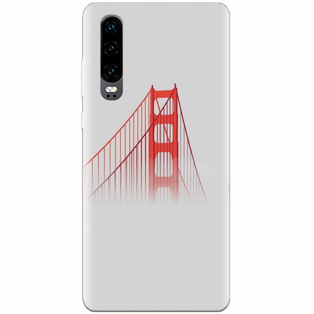 Husa silicon pentru Huawei P30, Red Bridge In Clouds