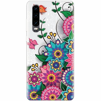 Husa silicon pentru Huawei P30, Mandala Flowers Husa silicon pentru Huawei P30, Mandala Flowers