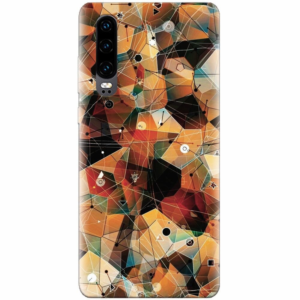 Husa silicon pentru Huawei P30, Abstract Triangles Connected Lines