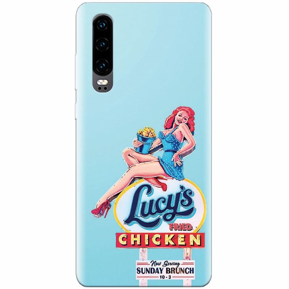 Husa silicon pentru Huawei P30, American Vintage Restaurant Sign