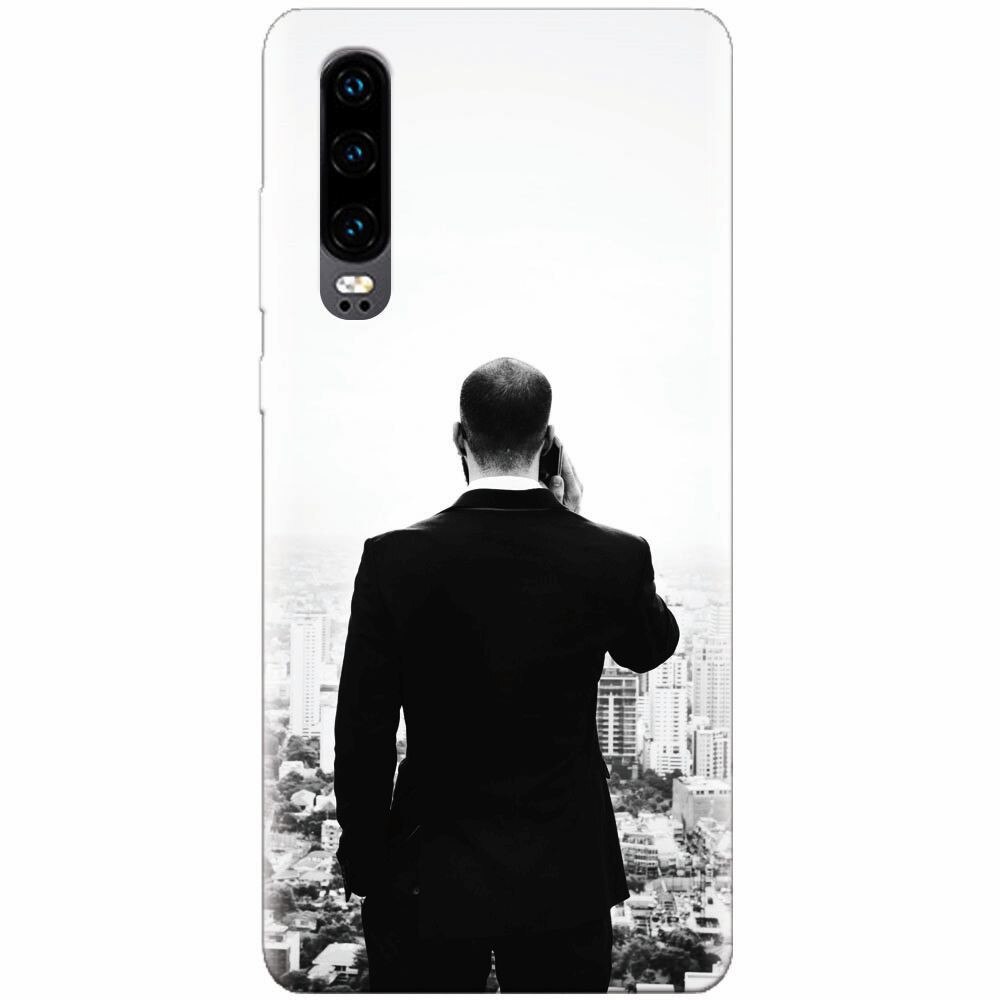 Husa silicon pentru Huawei P30, Man In Suit