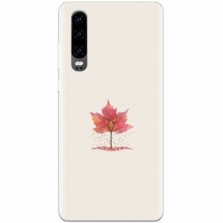 Szilikon tok Huawei P30-hoz, őszi falevél alakú illusztráció