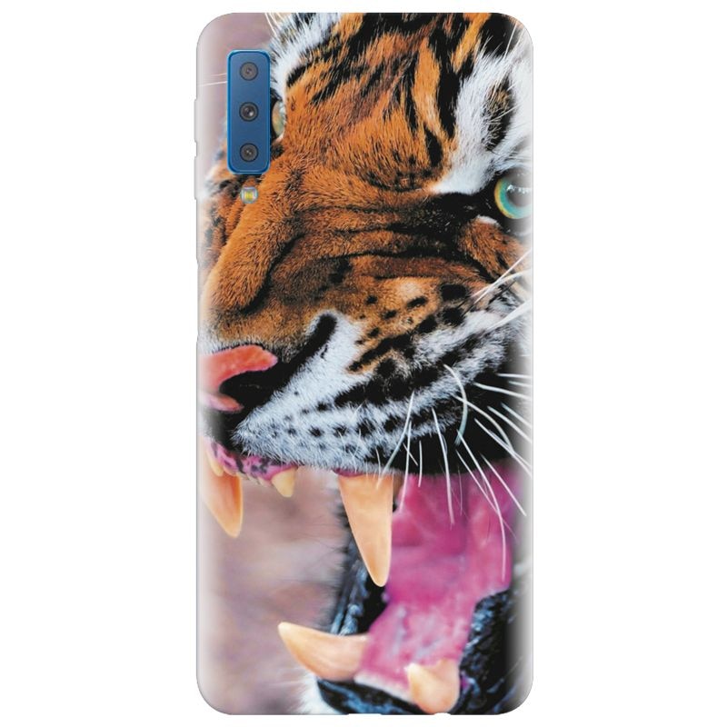 Husa silicon pentru Samsung Galaxy A7 2018, Angry Tiger Teeth Fresh