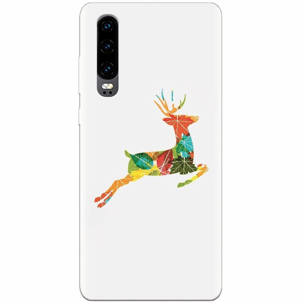 Husa silicon pentru Huawei P30, Colorful Reindeer Jump Illustration