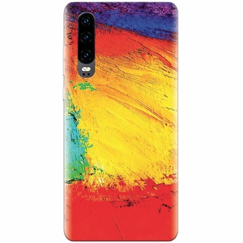 Husa silicon pentru Huawei P30, Colorful Dry Paint Strokes Texture Husa silicon pentru Huawei P30, Colorful Dry Paint Strokes Texture