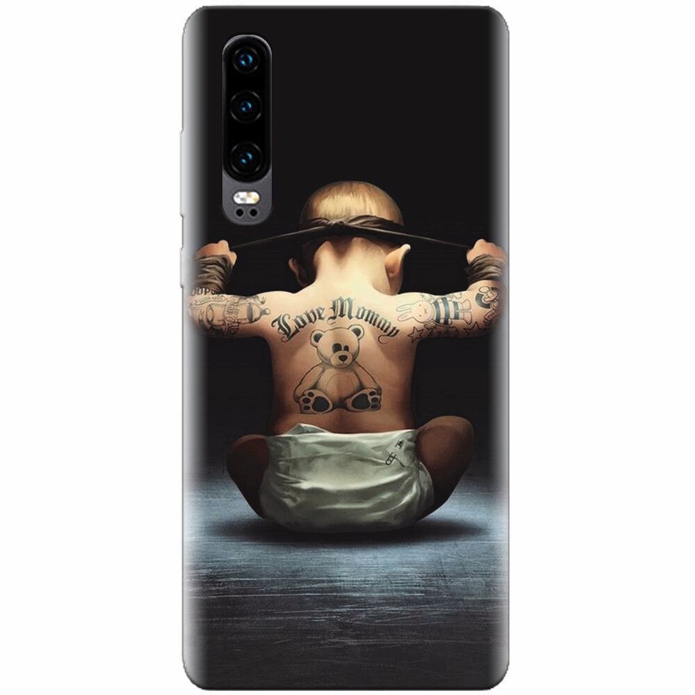 Husa silicon pentru Huawei P30, Body Builder Cute Baby Tattoo