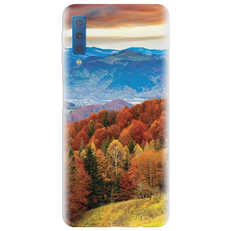 Husa silicon pentru Samsung Galaxy A7 2018, Autumn Mountain Fall Rusty Forest Colours