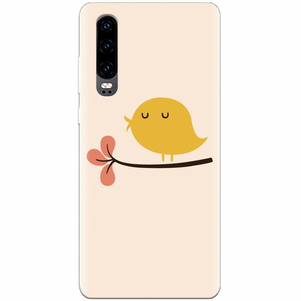 Husa silicon pentru Huawei P30, Flat Minimal Cute Bird Illustration