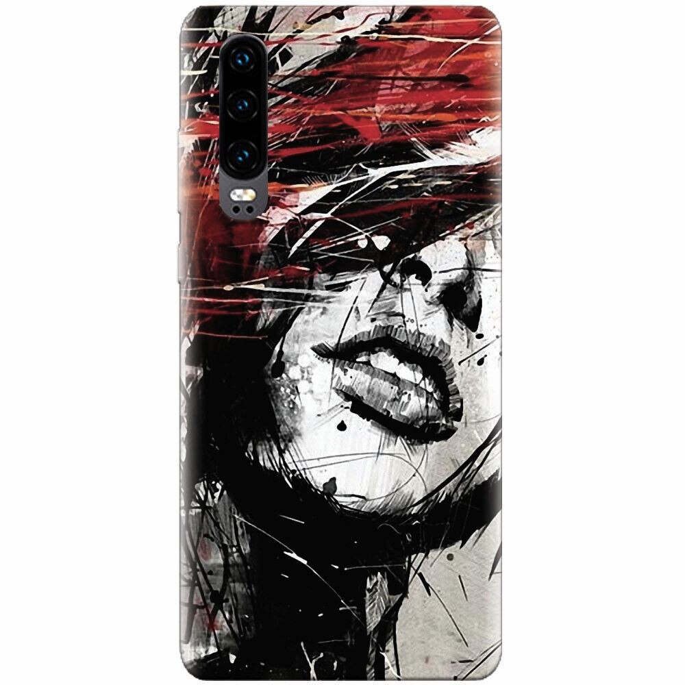 Husa silicon pentru Huawei P30, Byroglyphics Woman Drawing