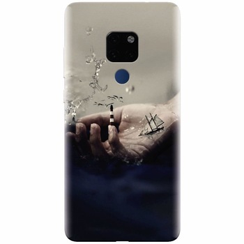 Husa silicon pentru Huawei Mate 20, 3D Hand Ocean Render Husa silicon pentru Huawei Mate 20, 3D Hand Ocean Render