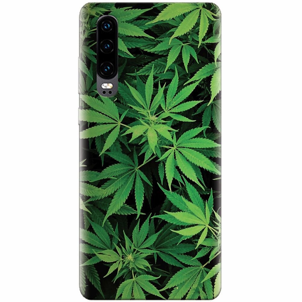 Husa silicon pentru Huawei P30, Green Leaf Pattern