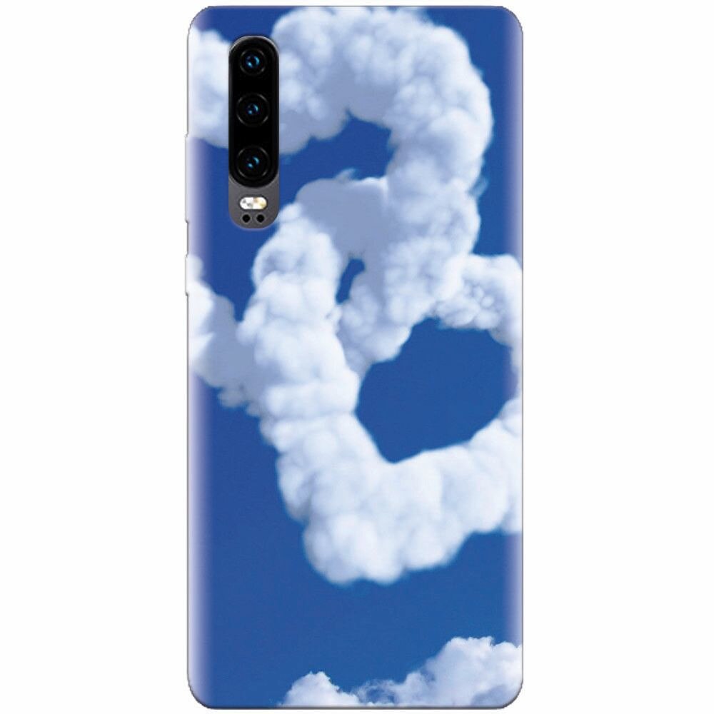 Husa silicon pentru Huawei P30, Heart Shaped Clouds Blue Sky