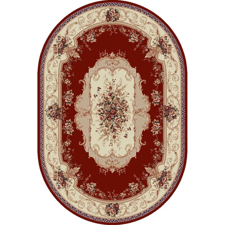 Delta Carpet Lotos 507 Klasszikus Szőnyeg, Ovális, 60 x 110 cm, 1800 g/m2, Piros